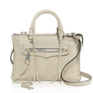 Rebecca Minkoff Regan Satchel Crossbody Bag Off White Leather Handbag